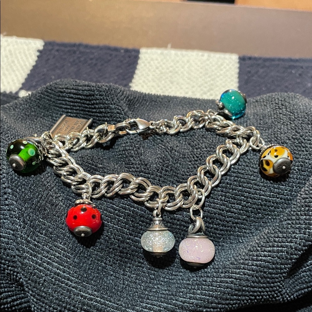 James Avery Silver Charm Bracelet with Colorful Beads